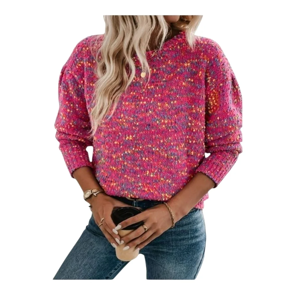 ROUNDTABLE INJ. -  Comfy Soft Pink Confetti Sweater - Picture 2 of 7